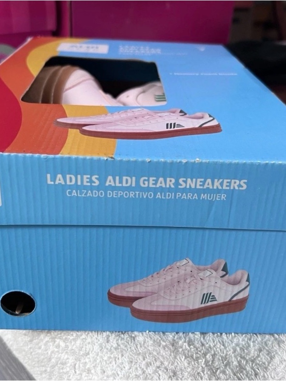 ALDI Gear Ladies Sneakers Pink Green 50th Anniversary Size 7 New in Box